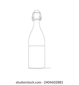 bottle Continuous line drawing. Wine bottle linear icon. One line drawing background. Vector illustration
