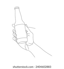 bottle Continuous line drawing. Wine bottle linear icon. One line drawing background. Vector illustration
