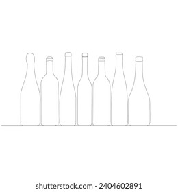 bottle Continuous line drawing. Wine bottle linear icon. One line drawing background. Vector illustration
