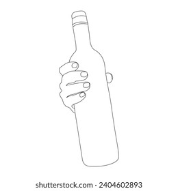 bottle Continuous line drawing. Wine bottle linear icon. One line drawing background. Vector illustration
