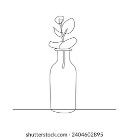 bottle Continuous line drawing. Wine bottle linear icon. One line drawing background. Vector illustration
