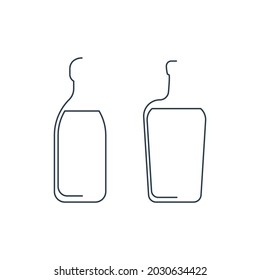 Bottle continuous line liquor and tequila in linear style on white background. Solid black thin outline. Modern flat style graphic design. Logo element illustration. Contour drink symbol. Vector.
