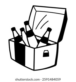 Bottle cooler icon in doodle style 

