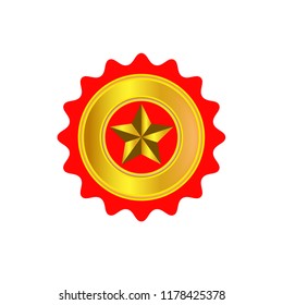 bottle cork design - top view - label icon simbol with star