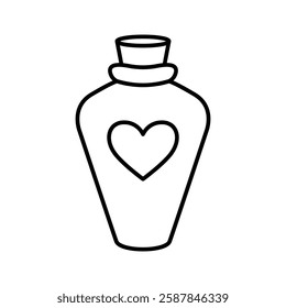 Bottle with a cork stopper and a heart in the center, suggesting a love potion or romantic gift.