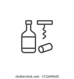 Bottle corkscrew line outline icon