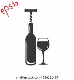 The bottle with the corkscrew and wineglass grey icon.