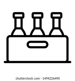 Bottle crate icon. Outline bottle crate vector icon for web design isolated on white background
