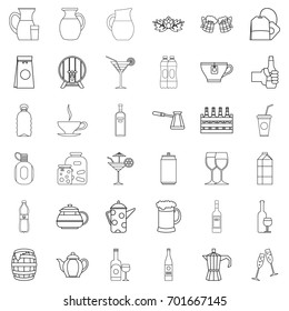 Bottle crate icons set. Outline style of 36 bottle crate vector icons for web isolated on white background