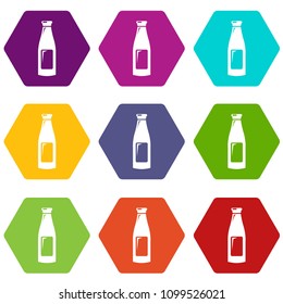 Bottle cream icons 9 set coloful isolated on white for web