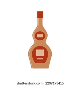 Bottle of cream or liquor, great design for any purposes. Cognac, brandy, rum. Flat style. Color form. Party drink concept. Simple image shape. Vector.
