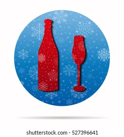 bottle and cup christmas icon in circle