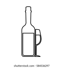 bottle and cup drink silhouette isolated icon