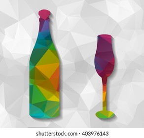 bottle and cup low poly