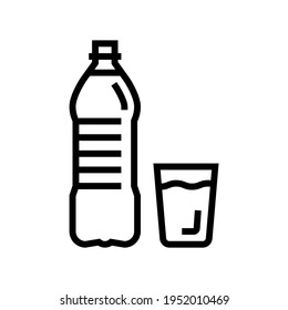 bottle and cup water line icon vector. bottle and cup water sign. isolated contour symbol black illustration