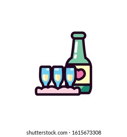 Bottle and cups design of love passion romantic valentines day wedding decoration and marriage theme Vector illustration