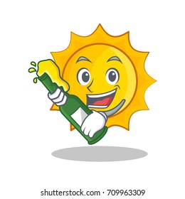 With bottle cute sun character cartoon