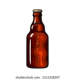 Bottle of dark beer. Hand drawn vector illustration isolated on white background.