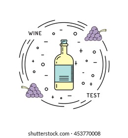 A bottle decanter made of glass, vector flat outline, for wine. Glass bottle for liquid, wine.