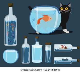 bottle for decorations set vector illustration 