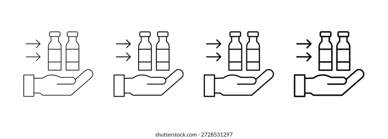 Conjunto de Vector de iconos de depósito de botella en estilo de línea de trazo diferente