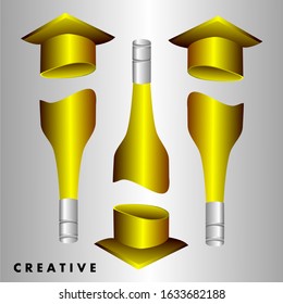 bottle design with gold color, vector illustration with gradient color