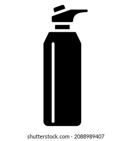 A bottle with a device for safe and convenient drinking. Thermal bottle with lid for hot and cold drinks. Vector icon, glyph, isolated