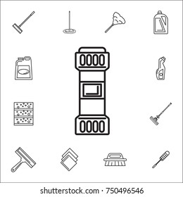 Bottle of dish cleanser icon. Set of cleaning tools icons on white background