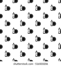 Bottle of dish soap and dish pattern. Simple illustration of bottle of dish soap and dish vector pattern for web