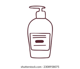 Bottle dispenser, dispenser, doodle vector illustration