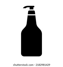 Bottle with dispenser icon. Black silhouette. Front side view. Vector simple flat graphic illustration. Isolated object on a white background. Isolate.