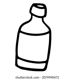 Bottle in doodle style. Isolated vector.