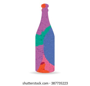 bottle drawn painted icon vector