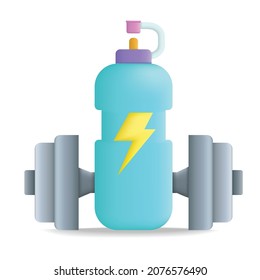 Bottle drink energy 3d cartoon style vector illustration design.