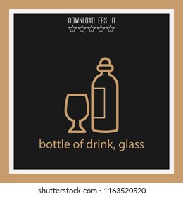 bottle of drink, glass  vector icon