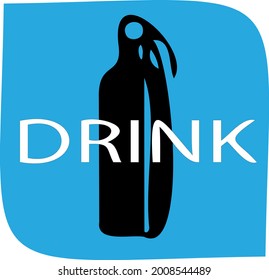 logotipo de bebida del frasco con fondo azul