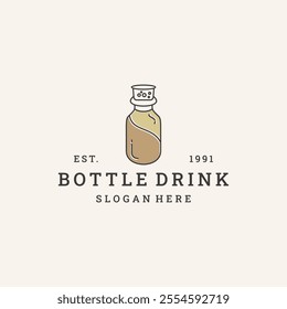 Bottle drink logo vector hipster vintage icon illustration