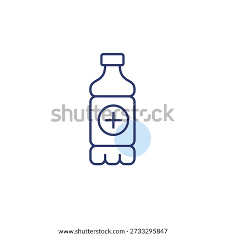 Bottle of drink and plus symbol. Pixel perfect, editable stroke vector icon