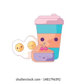 bottle drink with set food kawaii style