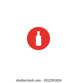 bottle with drink - Vector icon isolated background in circle