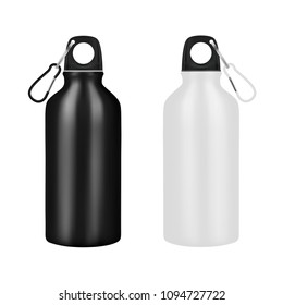 Bottle for drinking metal on a white background.Vector illustration.