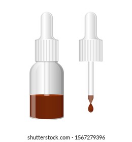 Bottle and dropper medicine vector design illustration isolated on white background