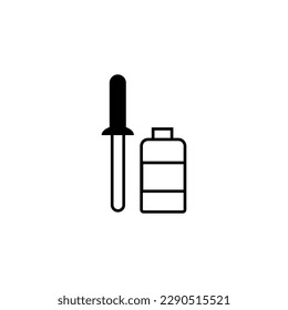 Bottle with dropper on white background