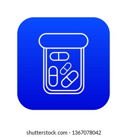 Bottle drug icon blue vector isolated on white background