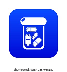Bottle drug icon blue vector isolated on white background
