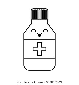 bottle drugs character icon vector illustration design