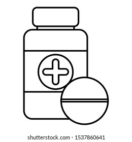 bottle drugs with pill medical vector illustration design