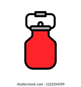 bottle editable outline icon of hot tea,milk and coffee in flat design.