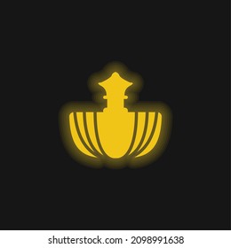 Bottle Of Elegant Shape yellow glowing neon icon