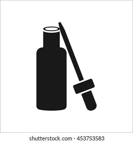 bottle with e-liquid for electronic cigarettes sign simple icon on background